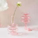 round spiral borosilicate glass pink candle holder