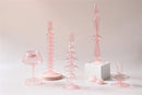 round spiral borosilicate glass pink candle holder
