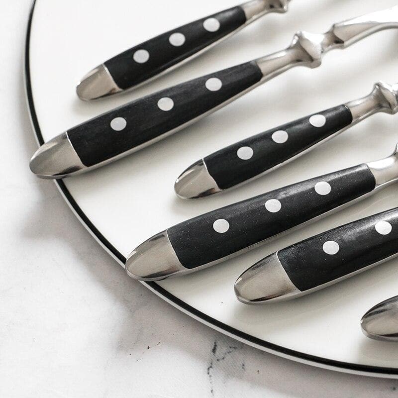 Fine Luxury Flatware in Silver Stainless steel 18/8 and Black Resin