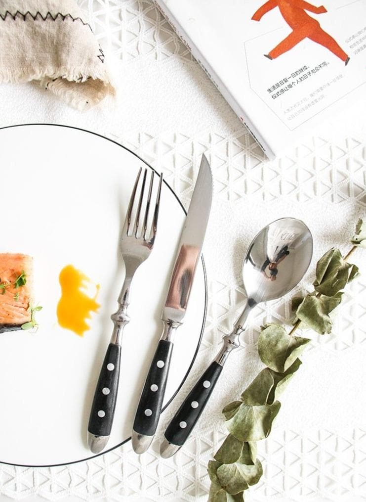 Fine Luxury Flatware in Silver Stainless steel 18/8 and Black Resin