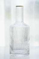 cylinder borosilicate textured glass with gold mouth trimmings pitcher and cups fern living textured cups