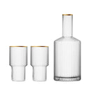 cylinder borosilicate textured glass with gold mouth trimmings pitcher and cups fern living textured cups