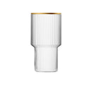 cylinder borosilicate textured glass with gold mouth trimmings pitcher and cups fern living textured cups