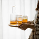 cylinder borosilicate textured glass with gold mouth trimmings pitcher and cups fern living textured cups