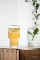 cylinder borosilicate textured glass with gold mouth trimmings pitcher and cups fern living textured cups