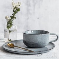 Creative Porcelain Coffee Cup Milk Ceramic European Red Tea Cups Set with Handle High quality Cement color