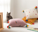 Fluffy Embroidered Multicolored Tassel Pillow Cover Rainbow Alphabet