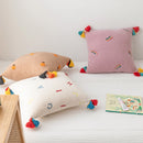 Fluffy Embroidered Multicolored Tassel Pillow Cover