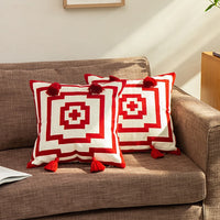 Square red cross Floral Pillow