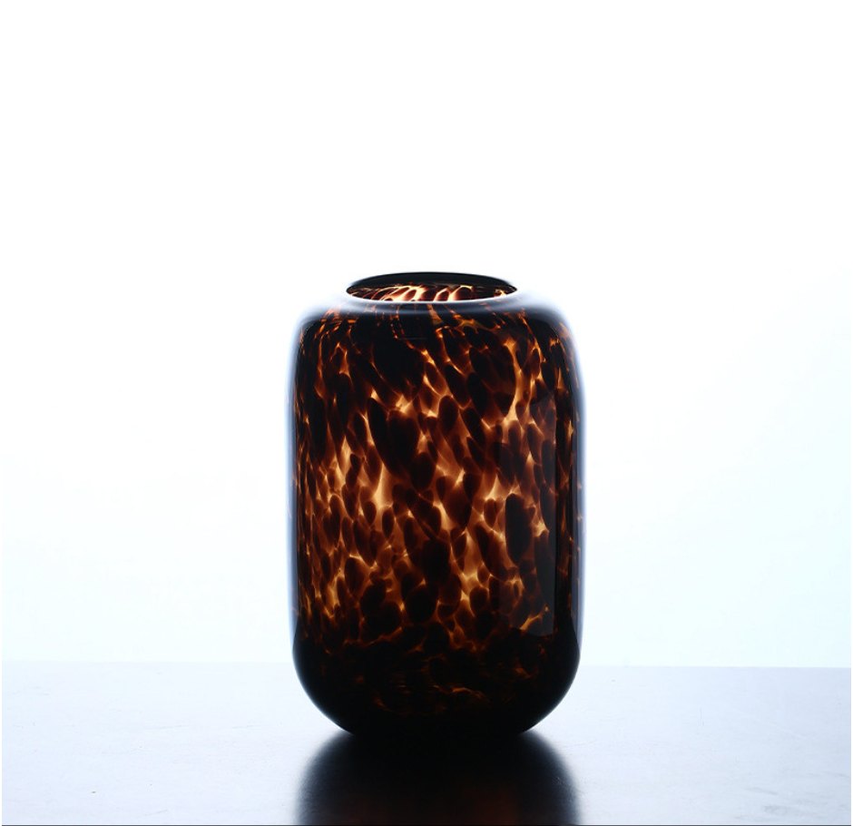Decorative Accent Amber  Decoration for Flower Pot Murano Leopard Glass Vase
