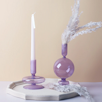Lilac Glass Candle Holders-Letifly Lights and Decor