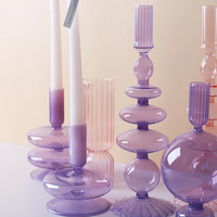 Lilac Glass Candle Holders-Letifly Lights and Decor