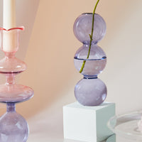 Lilac Glass Candle Holders-Letifly Lights and Decor