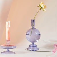 Lilac Glass Candle Holders-Letifly Lights and Decor