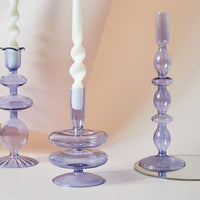 Lilac Glass Candle Holders-Letifly Lights and Decor