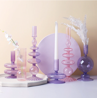 Lilac Glass Candle Holders-Letifly Lights and Decor