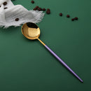Stainless Steel Mirror Polish Finish Purple and Gold Cutlery Set