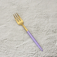 Stainless Steel Mirror Polish Finish Purple and Gold Cutlery Set