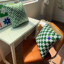 Lilac Green Floral Check Pillow Cover