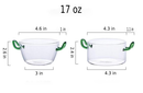 round clear crystal bowl with green handles