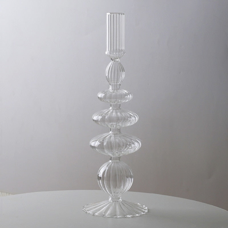 Macaroon Glass Ripple Candle Holders-Letifly Lights and Decor