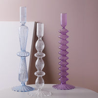 Macaroon Glass Ripple Candle Holders-Letifly Lights and Decor