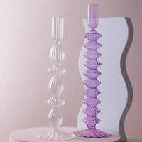 Macaroon Glass Ripple Candle Holders-Letifly Lights and Decor
