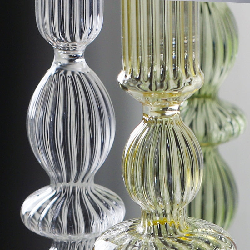 Macaroon Glass Ripple Candle Holders-Letifly Lights and Decor