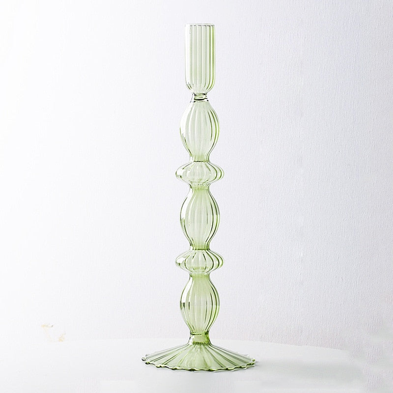 Macaroon Glass Ripple Candle Holders-Letifly Lights and Decor