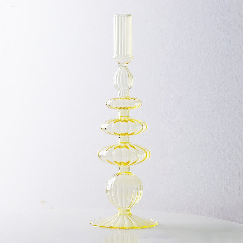 Macaroon Glass Ripple Candle Holders-Letifly Lights and Decor