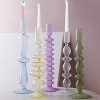 Macaroon Glass Ripple Candle Holders-Letifly Lights and Decor