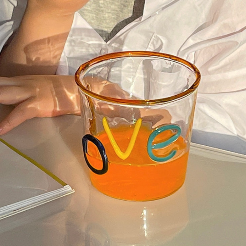 Miss Love Graphic Glass Drinking Cup-Letifly Lights and Decor