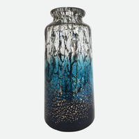 Murano Glass gold speckles ocean gradient black and white modern contemporary glass vase