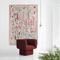 Danish Modern Sketch Abstract Area Rug & Tapestry