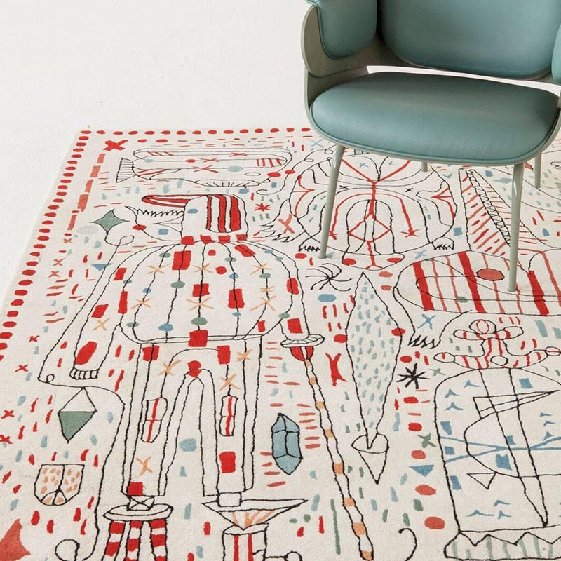 Danish Modern Sketch Abstract Area Rug & Tapestry