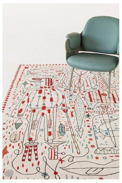 Danish Modern Sketch Abstract Area Rug & Tapestry