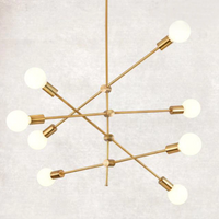 Metal Pendant Light with LED Bulbs for Living Room and Bed Room Gold retro modern sputnik lamp light bulbs