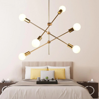 Metal Pendant Light with LED Bulbs for Living Room and Bed Room Gold retro modern sputnik lamp light bulbs