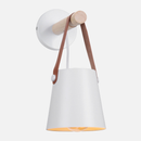 Modern Wood & Metal Wall Sconce with Faux Leather Strap-Letifly Lights and Decor