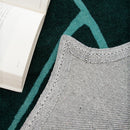 Floor Rug Leave Shaped Handmade Mat Green and White Color