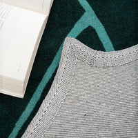 Floor Rug Leave Shaped Handmade Mat Green and White Color