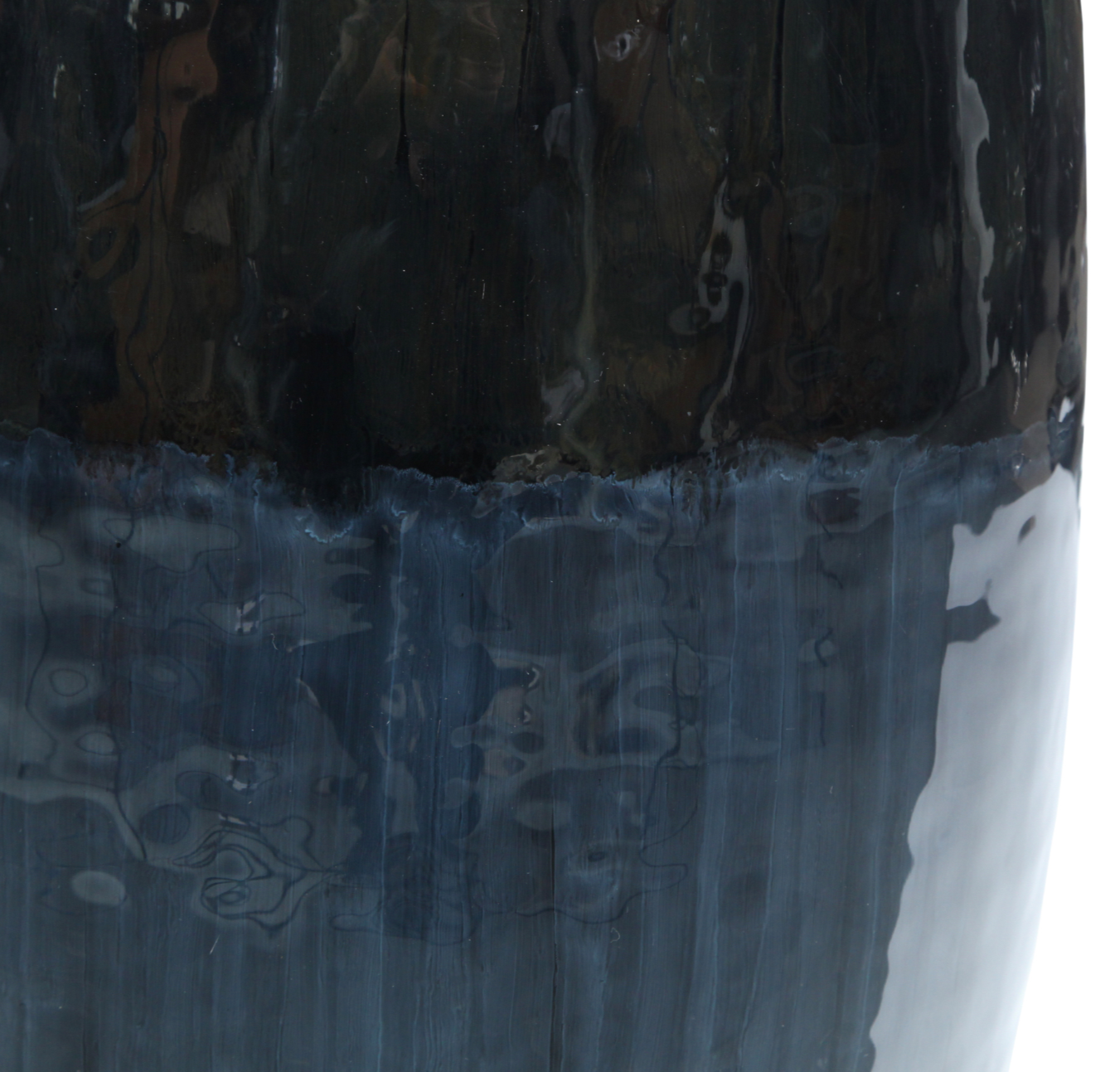 Dark Enamel Vase Short Round Glossy Finish Contemporary design accent