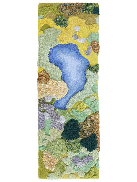 3d Handmade Wool rug Artisanal design hand dyed tufted rug forest design