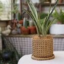 Natural Rattan Texture Cement Planter-Letifly Lights and Decor