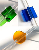 rectangle acrylic orange and green handle serving tray