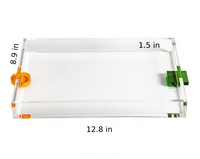 rectangle acrylic orange and green handle serving tray