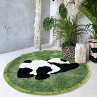 Round plush rug panda bunny fluffy cozy durable bedroom floor mat home décor