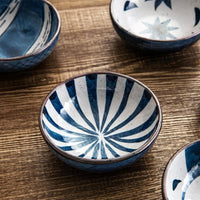 white and blue Nori Porcelain sauce dish