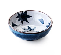 white and blue Nori Porcelain sauce dish