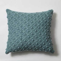 Vintage Cotton Crochet Knit Pillow Cover Blue